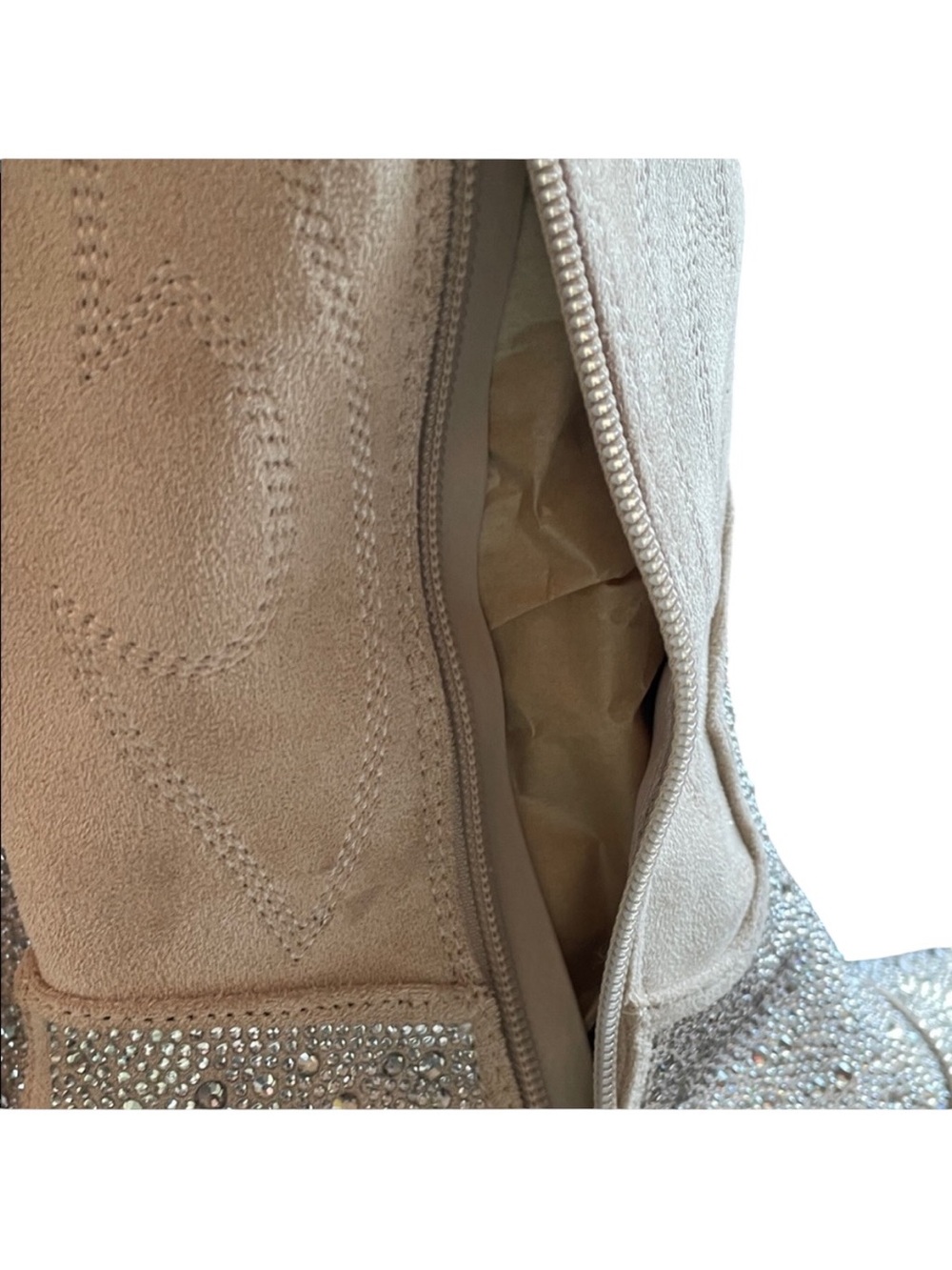 MADDEN NYC Womans Tall
Ivory Western Gliter Bling Side
Zipper Cowboy Boots Sz 8 - Picture 4 of 13